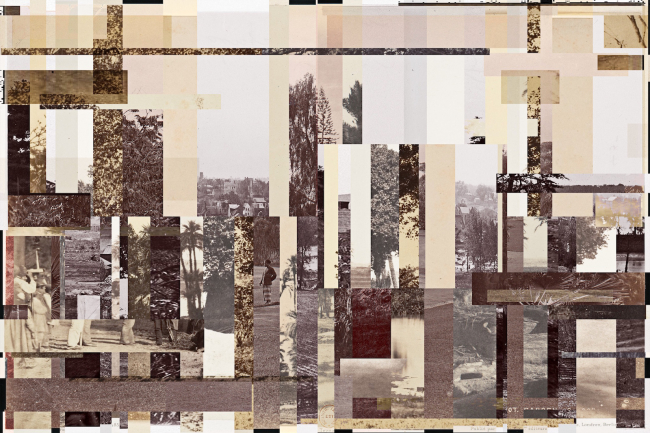 <em>Collaged 19th century photographic landscapes with trees, palms, and observers</em> (2019) de Adam Basanta